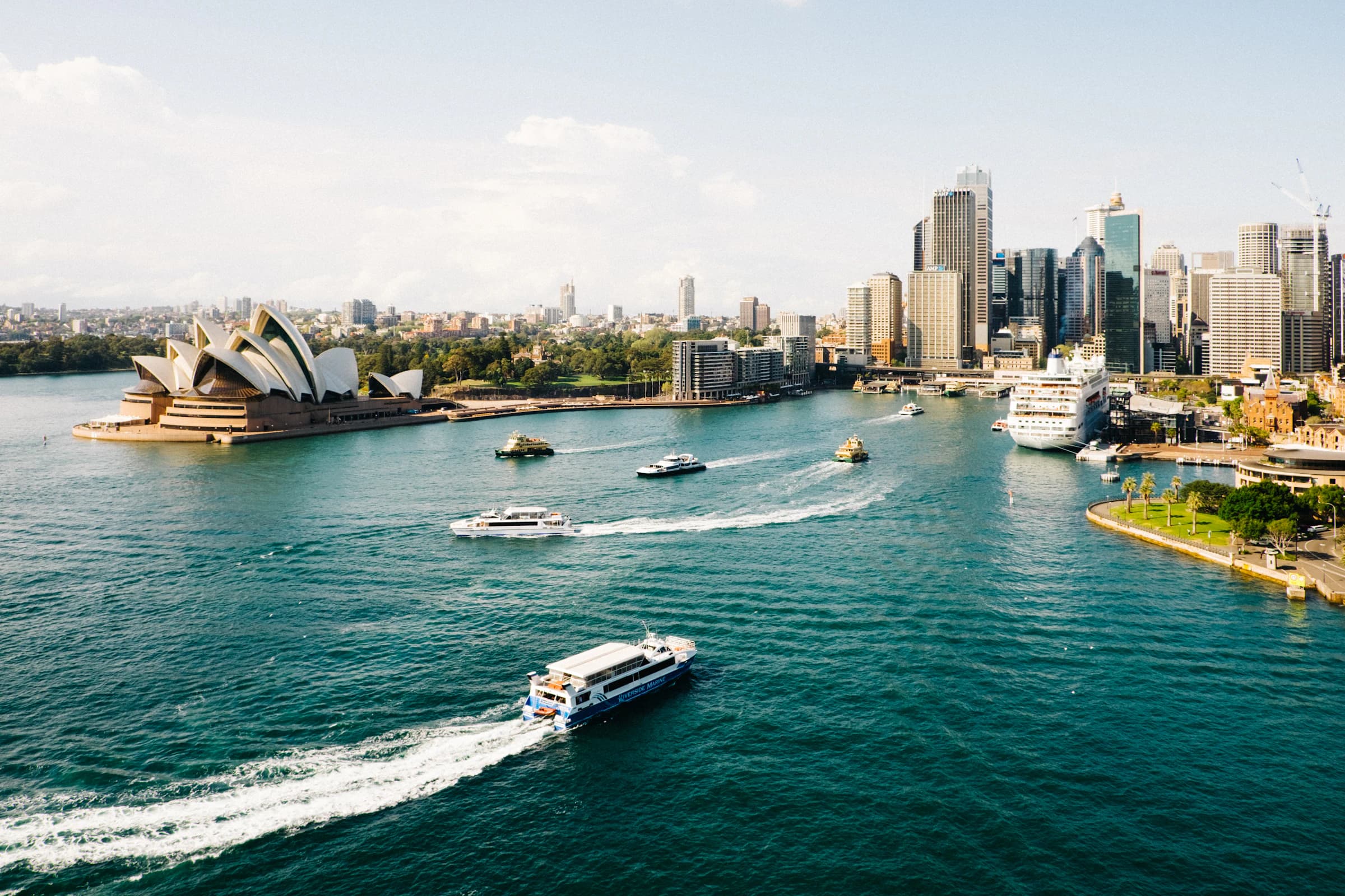 Sydney harbour skyline at dusk
