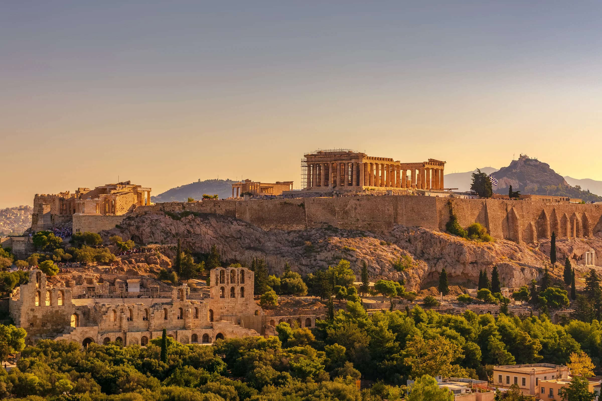 Athens and the Acropolis at blue hour