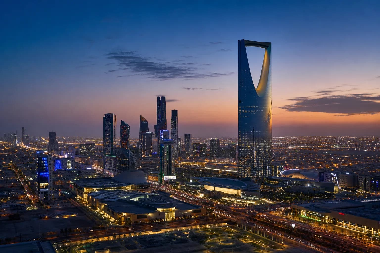 Riyadh skyline at blue hour