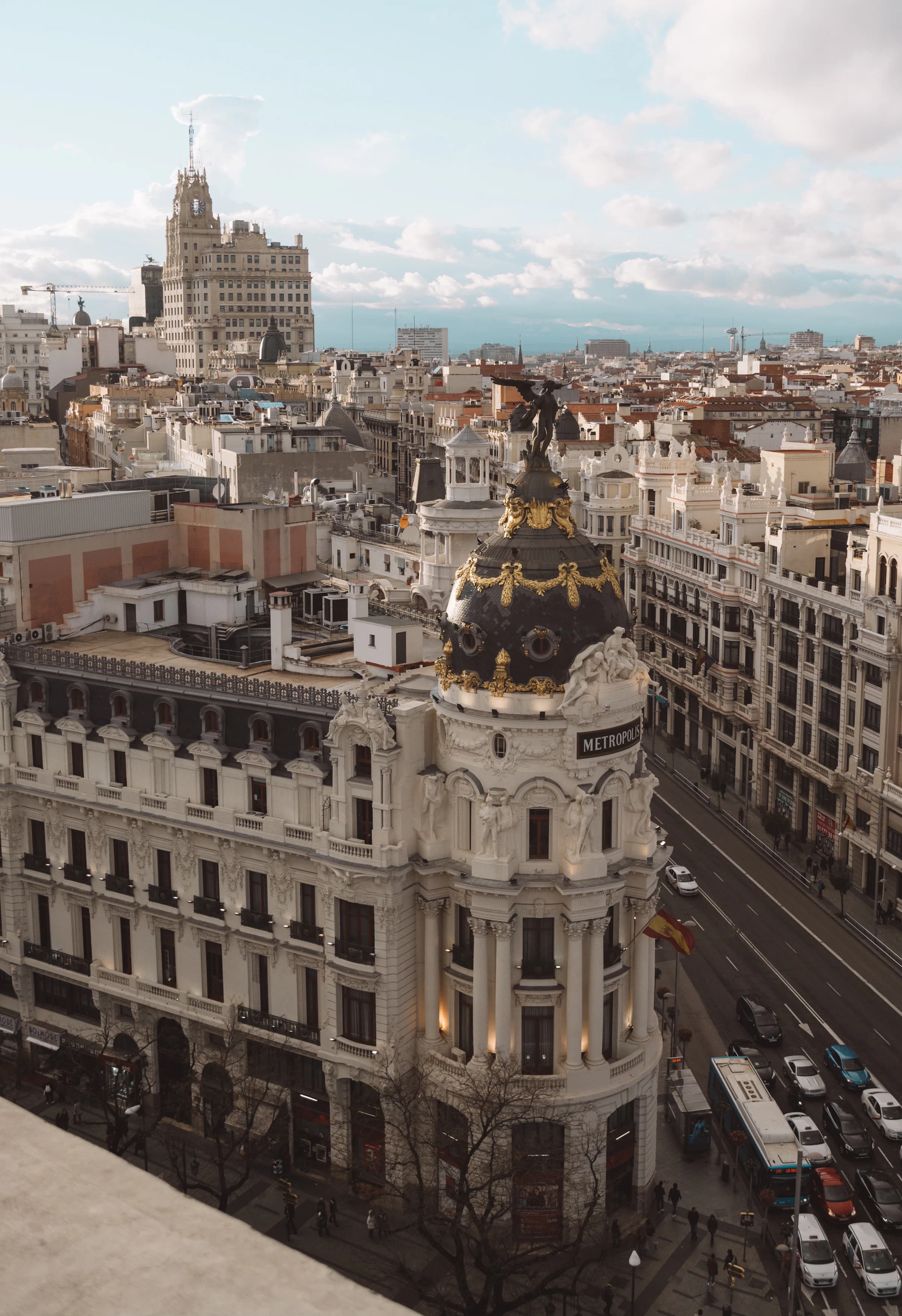 Spanish city architecture at dusk