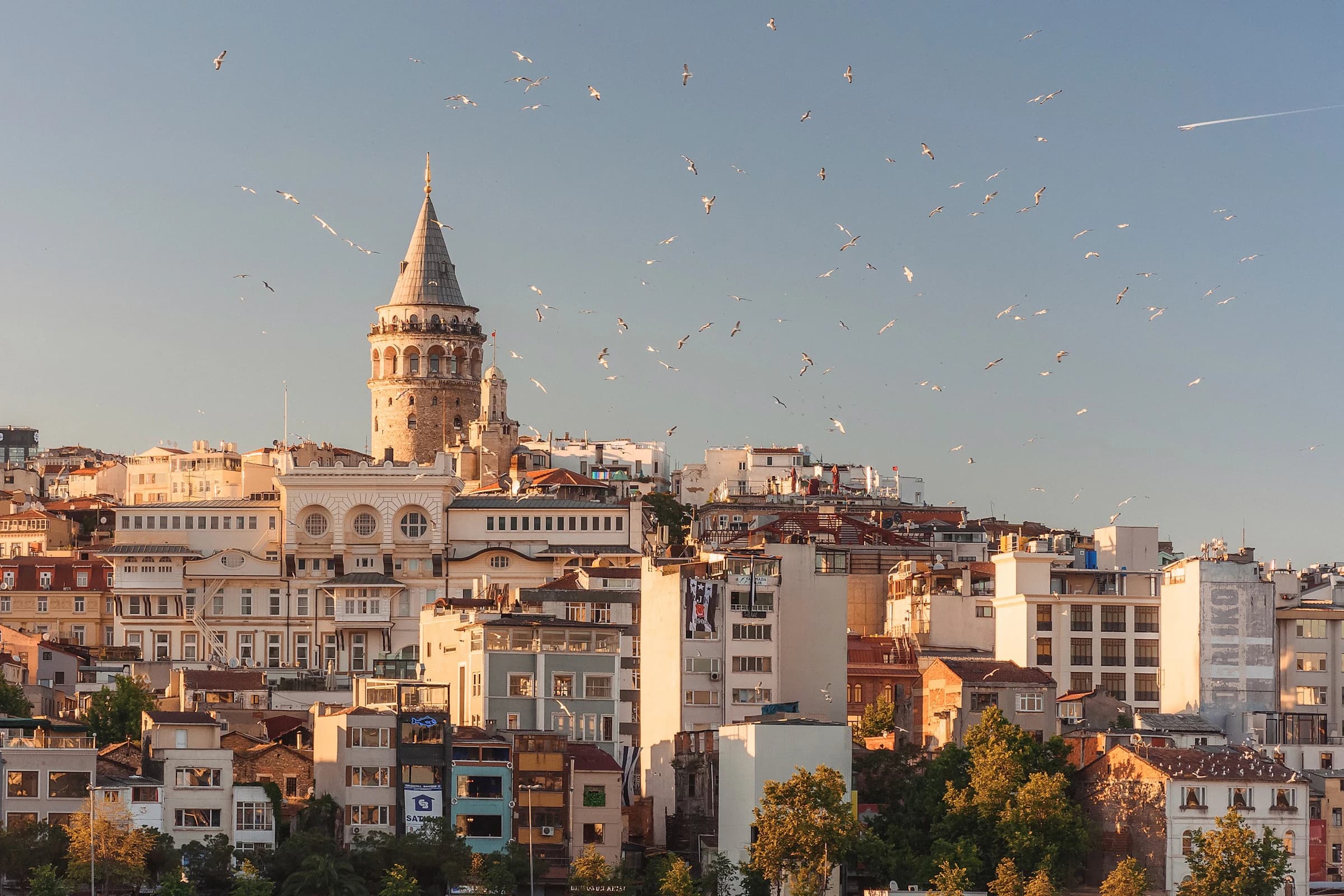Istanbul skyline along the Bosphorus at dusk
