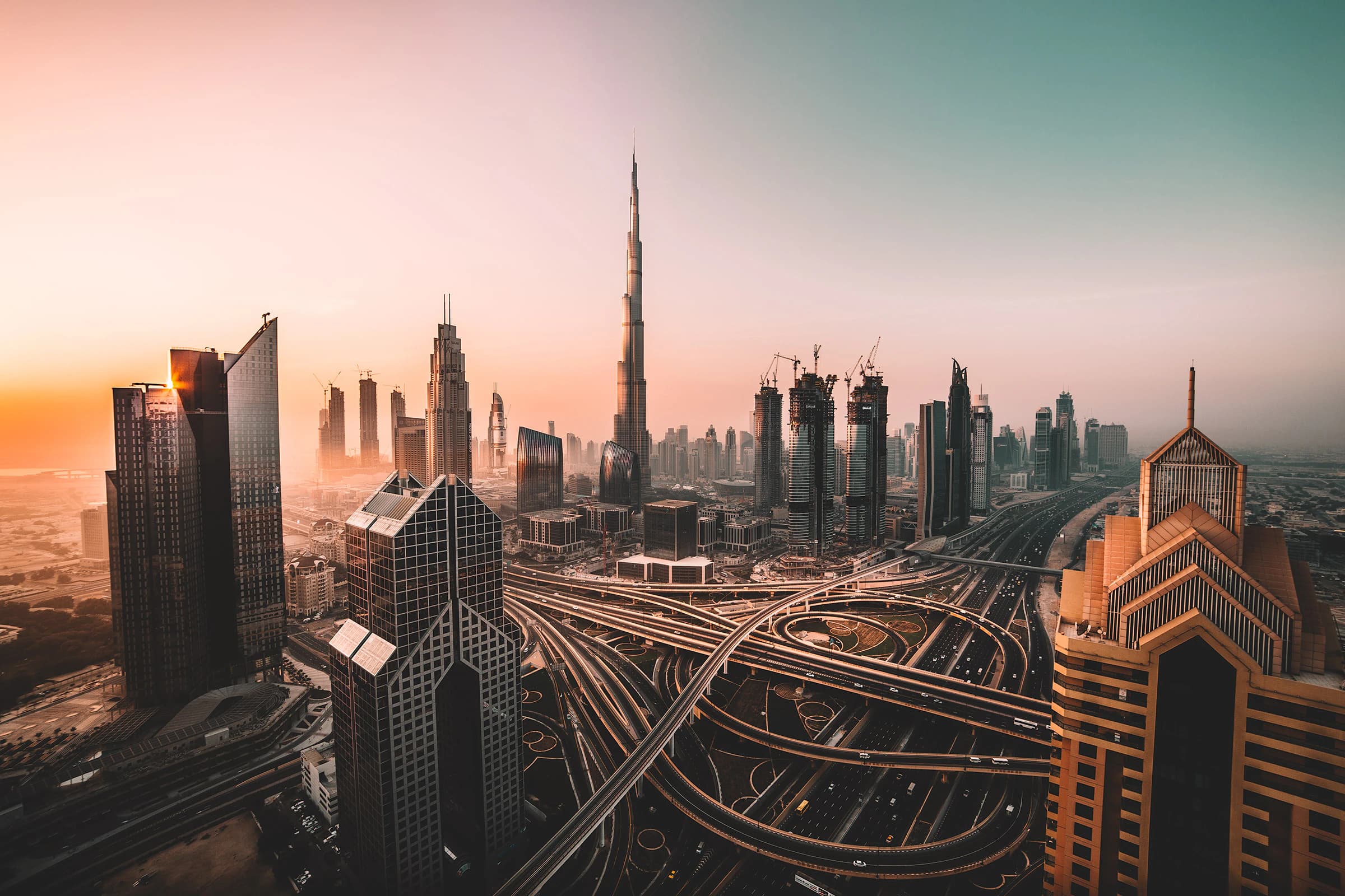 Dubai Marina skyline at blue hour