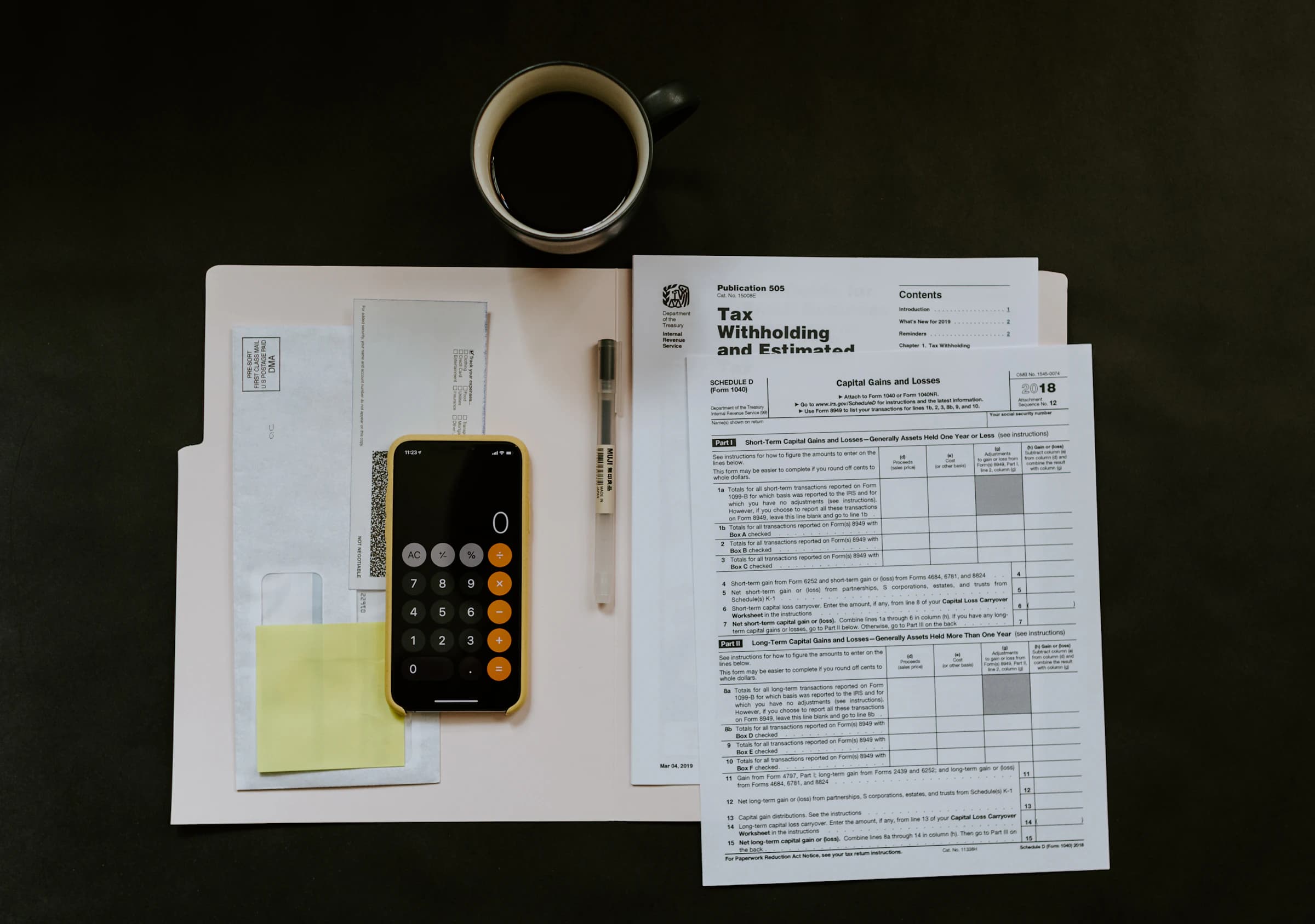 Documents and calculator — transaction cost research